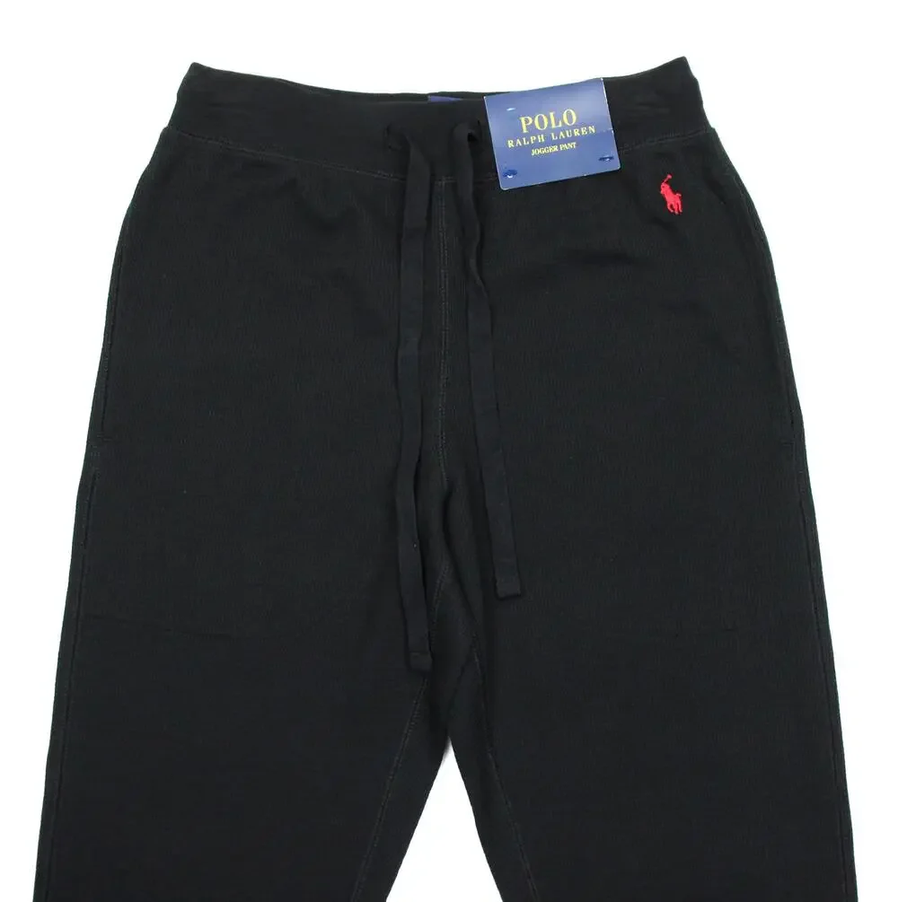 Polo Ralph Lauren Sleep Pants Mens S Black Waffle Knit Jogger Lounge Pajama